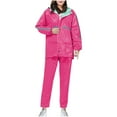 thumbnail image 1 of Scyoekwg Rain Suits Waterproof Raincoat Set Women's Rain Jacket Trouser Suit Two-piece Set Long Sleeved Hooded Set (Hot Pink,XXXXL), 1 of 8