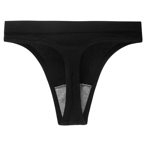 Scyoekwg Seamless Thongs for Women Thong Fashion Low Waisted Breathable Bikini Underwear Hipster Panties Ice Silk T-shaped Solid Color Ladies Panties Underpants(Black,M)