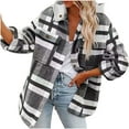 thumbnail image 1 of Scyoekwg Shacket Jacket Women Fall Winter Trendy Casual Flannel Plaid Long Sleeve Coats Loose Turn-down Collar Warm Coat with Pockets (Black_Z01,L), 1 of 3