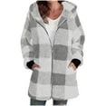 thumbnail image 1 of Scyoekwg Sherpa Jacket Women Hooded Fleece Zip Up Jacket Winter Warm Coats Casual Long Sleeve Plaid Coat Oversized Outerwear with Pockets (Gray,XXL), 1 of 6