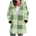 thumbnail image 1 of Scyoekwg Sherpa Jacket Women Hooded Fleece Zip Up Jacket Winter Warm Coats Casual Long Sleeve Plaid Coat Oversized Outerwear with Pockets (Green,L), 1 of 6