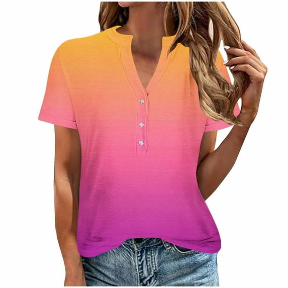 Scyoekwg Womens Summer Fashion Short Sleeve Tops Comfy Clothes Shirt Loose Women's Shirts Casual Ladies Blouses Dressy Casual Womens Summer Fashion