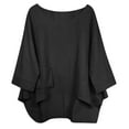 thumbnail image 1 of Scyoekwg Short Sleeve Shirts for Women Going Out Tops Casual Loose Comfy Blouse Tshirt Classic Solid Color Crewneck Irregular Tops Cute Tops (Black,XXL), 1 of 6