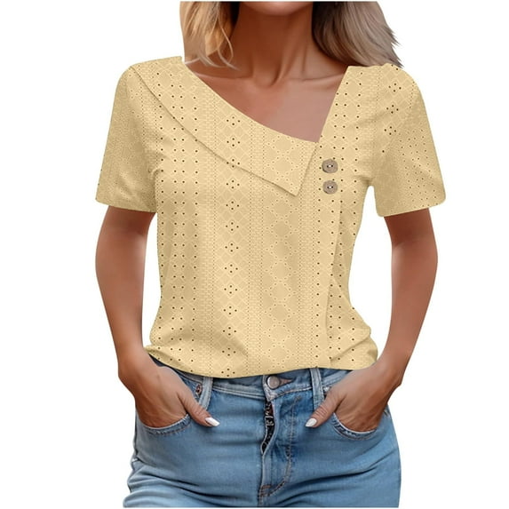 Scyoekwg Womens Short Sleeve Tops Womens Going Out Outfits Ladies Blouses Dressy Casual Trendy Comfy Clothes Short Sleeve Tops Loose Womens Summer Fashion