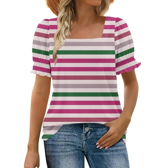 Scyoekwg Womens Summer Fashion Trendy Short Sleeve Tops Ladies Blouses Dressy Casual Comfy Clothes Womens Going Out Outfits Loose Womens Summer Fashion