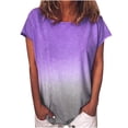 thumbnail image 1 of Scyoekwg Short Sleeve Shirts for Women Summer Gradient Print Round Neck Plus Size T Shirts Casual Loose Comfy Trendy Tops Tunic #C=Purple L, 1 of 7