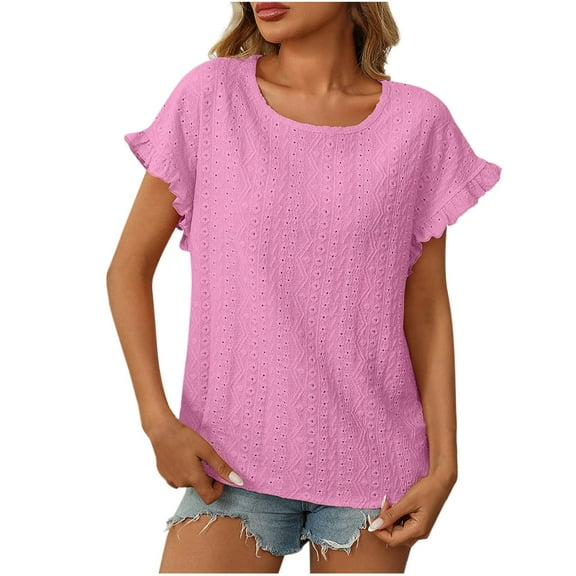 Scyoekwg Womens Dressy Blouses Womens Summer Fashion Short Sleeve Tops Loose Ladies Blouses Dressy Casual Shirt Comfy Clothes Women's Shirts Casual