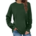 thumbnail image 1 of Scyoekwg Solid Color Sweatshirt for Womens Fashion Round Neck Basic Long Sleeve Tops Casual Comfy Lightweight Sweatshirt Ladies Sweatshirts Army Green XL, 1 of 5