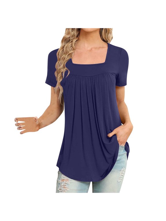 Women's Clothing Summer Women's Shirts Casual Shirt Comfy Clothes Short Sleeve Tops Womens Summer Fashion Loose Ladies Blouses Dressy Casual