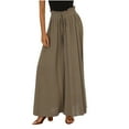 thumbnail image 1 of Scyoekwg Summer Fashion Wide Leg Pants for Women Casual Solid Color Baggy Pants Drawstring Elastic Waist Long Pants Army Green XXL, 1 of 9