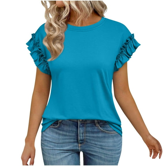 Scyoekwg Womens Tunic Tops Short Sleeve Tops Womens Summer Fashion Comfy Clothes Loose Shirt Ladies Blouses Dressy Casual Women's Shirts Casual