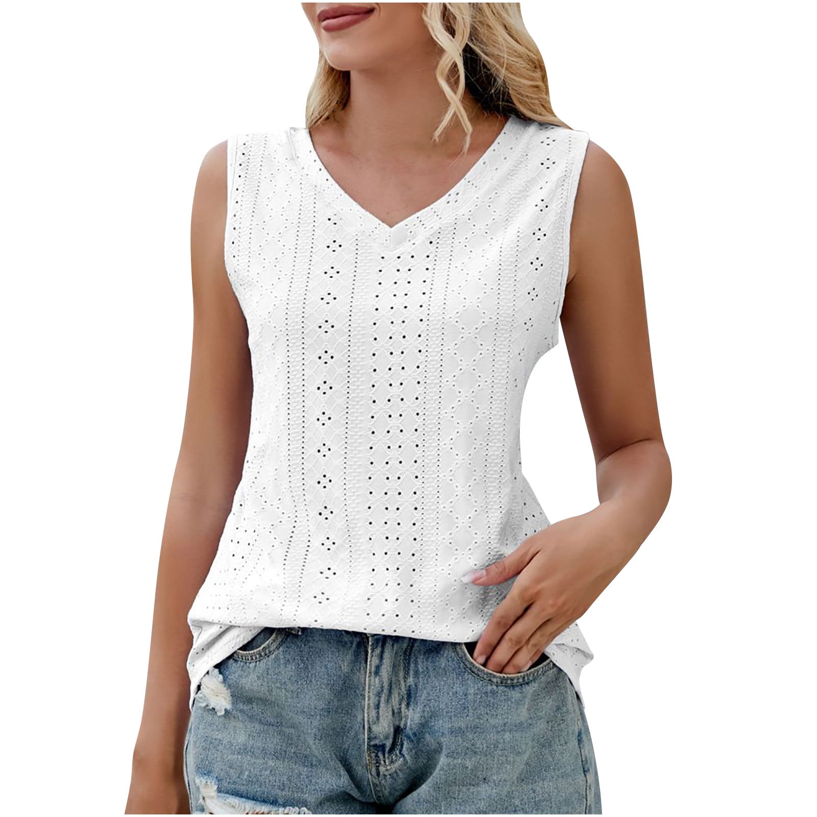 Dressy white sleeveless tops hotsell