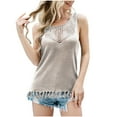 thumbnail image 1 of Scyoekwg Summer Tank Tops for Women Slim Casual Dressy Blouse Sling Crew Neck Knitting Camisole Tassels Tank Tops Sleeveless Solid Color Suspenders Shirts (Beige,XL), 1 of 6
