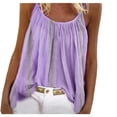 thumbnail image 1 of Scyoekwg Summer Tank Tops for Women Suspenders Casual Dressy Blouse Sling Crewneck Pleated Tunic Tops Sleeveless Tank Tops Loose Solid Color Blouses (Purple,L), 1 of 1