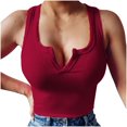 thumbnail image 1 of Scyoekwg Summer Tank Tops for Women Casual Comfy Solid Color Sling Sleeveless Suspenders V-Neck Slim Short Tank Tops Shirts (Wine,XXXL), 1 of 5