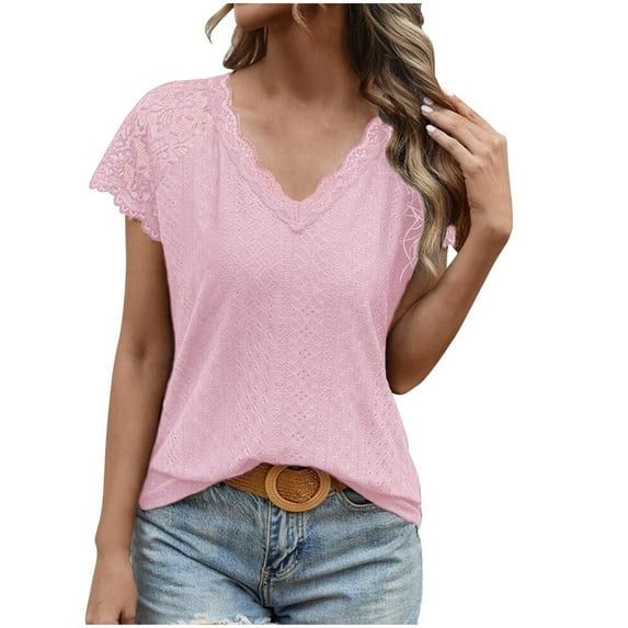 Scyoekwg Women's Clothing Summer Loose Ladies Blouses Dressy Casual Cute T Shirts Short Sleeve Tops Womens Summer Fashion Trendy Womens Western Clothing