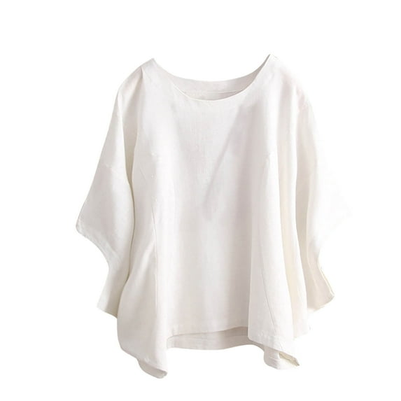 Scyoekwg Summer Trendy Womens 3/4 Sleeve T Shirts Plus Size Crewneck Elegant Shirts Classic Solid Color Going Out Tops Casual Loose Comfy Blouse Tshirt Tunic Tops (White,XXXXXL)