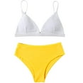 thumbnail image 1 of Scyoekwg Summer Trendy Womens Bikinis Bathing Suit Monokini Swimsuits Two Piece Swimsuit Beachwear Swimwear Solid Color Bikini Sets Padded Push Up Swimsuit Yellow M, 1 of 8