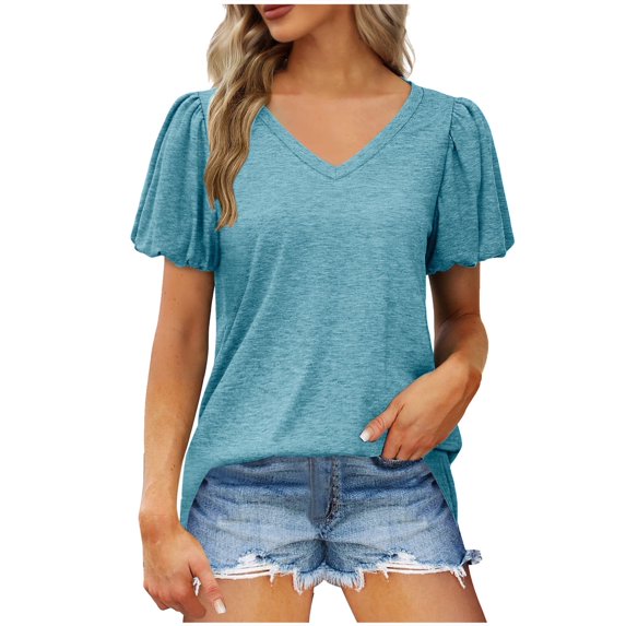 Scyoekwg Womens Short Sleeve Tops Womens Summer Fashion Loose Short Sleeve Cute T Shirts Trendy Going Out Tops Ladies Blouses Dressy Casual