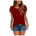 thumbnail image 1 of Scyoekwg Womens Dressy Blouses Trendy Womens Going Out Outfits Womens Summer Fashion Loose Ladies Blouses Dressy Casual Short Sleeve Tops Comfy Clothes, 1 of 5