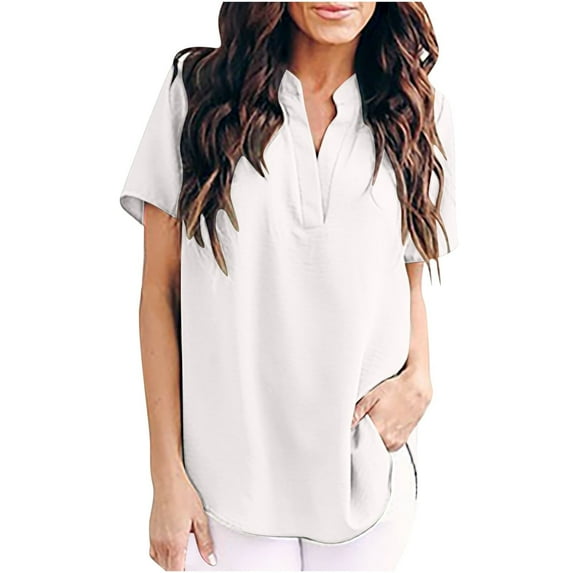 Scyoekwg Womens Summer Tops Comfy Clothes Ladies Blouses Dressy Casual Short Sleeve Tops Loose Shirt Women's Shirts Casual Womens Summer Fashion