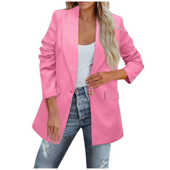 Scyoekwg Sweater Coats for Women Solid Color Casual Coat Long Sleeve Open Front Overcoat Pockets Coat Cardigan Blouse Pink M