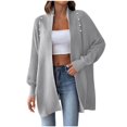 thumbnail image 1 of Scyoekwg Sweaters for Women Lightweight Casual Solid Color Open Front Fall and Winter Cardigan Sweater Coat Loose Long Sleeve Fall Sweaters Trendy Sweater Cardigan(Gray,Free Size), 1 of 4