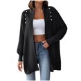 thumbnail image 1 of Scyoekwg Sweaters for Women Lightweight Casual Solid Color Open Front Fall and Winter Cardigan Sweater Coat Loose Long Sleeve Fall Sweaters Trendy Sweater Cardigan(Black,Free Size), 1 of 4