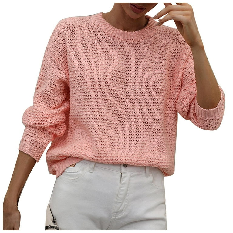 Solid Color Round Neck Knitting Sweaters Solid Color Round Neck Knitting Sweaters