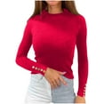 thumbnail image 1 of Scyoekwg Sweaters for Women Knitted Sweater Fall Winter Clothes Solid Color Crewneck Sweater Warm Casual Long Sleeve Pullover Sweaters(Red,L), 1 of 5