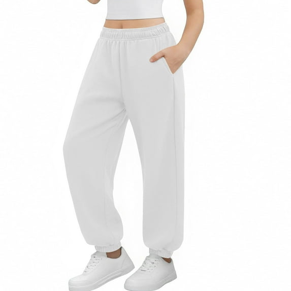 Scyoekwg Sweatpants Girls Elastic Waistband Jogger Sweatpants Running Sports Workout Pants Casual Baggy Pants Spring Fashion Solid Color Comfy White 3 Years