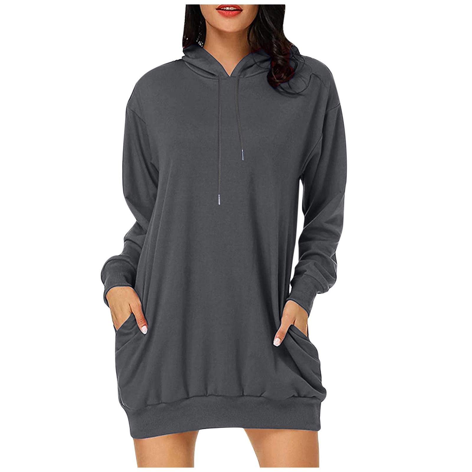 Scyoekwg Sweatshirt Dress Women Party Dress Hooded Neck Sweatshirt
