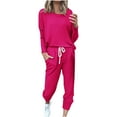 thumbnail image 1 of Scyoekwg Sweatshirt Sets Women 2 Piece Outfits Long Sleeve Sweatshirt Drawstring Sweatpant Fashion Two Piece Set Casual Matching Outfits Sets (Hot Pink,L), 1 of 5