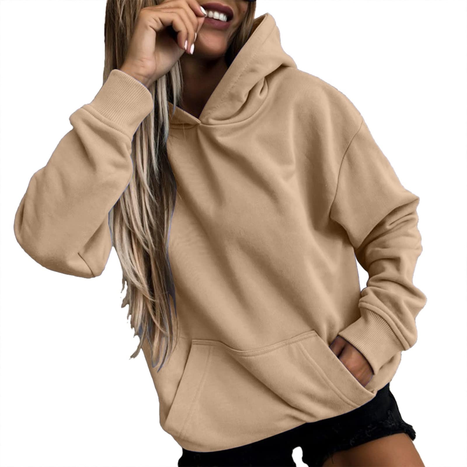 Scyoekwg Sweatshirt for Women Trendy Classic Solid Colors Long