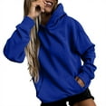 thumbnail image 1 of Scyoekwg Sweatshirt for Women Trendy Classic Solid Colors Long Sleeve Essentials Hoodie Pullover Tops Hooded Neck Pullover Sweatshirt Casual Hoodie Tops Ladies Sweatshirts Blue XL, 1 of 5