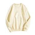 thumbnail image 1 of Scyoekwg Sweatshirt for Women Loose Crewneck Thin Fleece Sweatshirt Pullover Casual Solid Color Long Sleeve Fall Sweatshirts for Teen Girls(Beige,L), 1 of 2