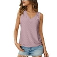 thumbnail image 1 of Scyoekwg Tank Top for Women Eyelet Sleeveless Shirts Summer Solid Color V Neck Casual Tops Beach Vacation Trendy Shirt Clothes (Pink,L）, 1 of 7