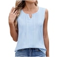 thumbnail image 1 of Scyoekwg Tank Tops for Women Summer Trendy V Neck Sleeveless Tops Casual Solid Color Chiffon Shirts Blouse (Sky Blue,XXL), 1 of 8