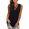 thumbnail image 1 of Scyoekwg Tank Tops for Women Suspenders Loose Solid Color Casual Dressy Blouse Sling Sleeveless Tank Tops Summer V-Neck Shirts (Black,L), 1 of 8