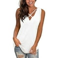 thumbnail image 1 of Scyoekwg Tank Tops for Women Suspenders Loose Solid Color Casual Dressy Blouse Sling Sleeveless Tank Tops Summer V-Neck Shirts (White,L), 1 of 1