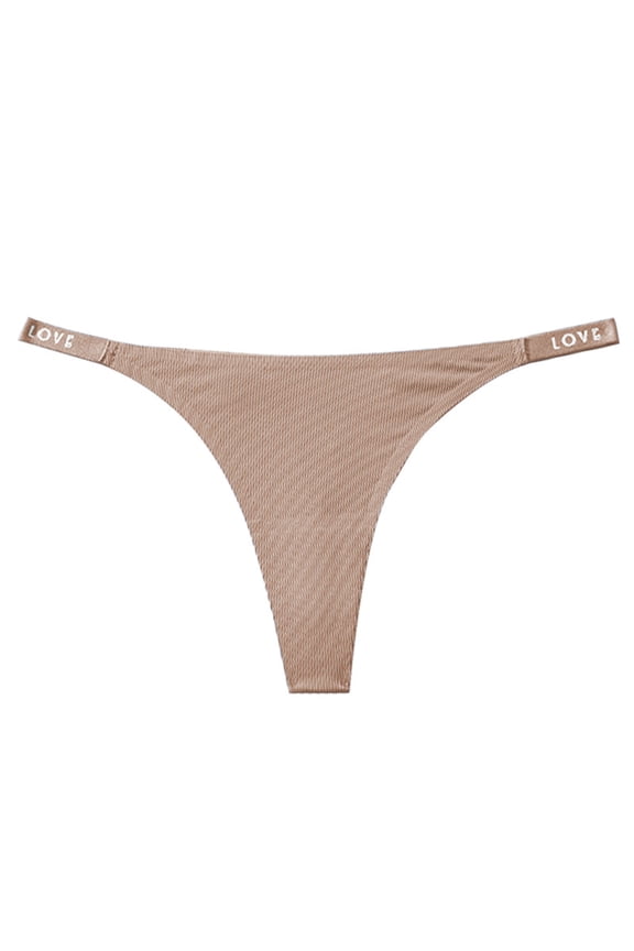 Thongs for Womens Thong Ladies Panties Breathable Solid Color Fashion Low Waisted Bikini Underwear Hipster Panties G-string Panties Thong Briefs(Beige,L)