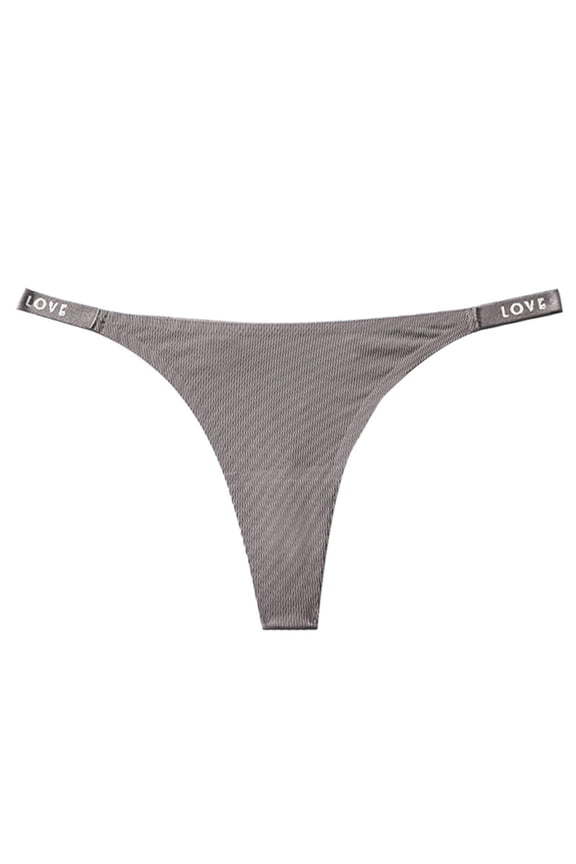 Thongs for Womens Thong Ladies Panties Breathable Solid Color Fashion Low Waisted Bikini Underwear Hipster Panties G-string Panties Thong Briefs(Gray,L)