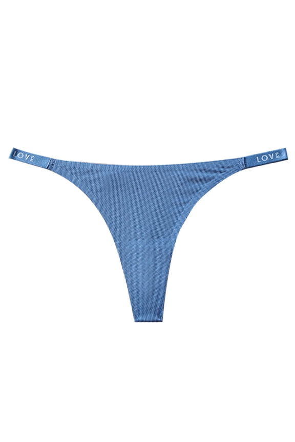 Thongs for Womens Thong Ladies Panties Breathable Solid Color Fashion Low Waisted Bikini Underwear Hipster Panties G-string Panties Thong Briefs(Blue,XL)