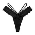 thumbnail image 1 of Scyoekwg Thongs for Womens Thong Ladies Panties Fashion Hipster Panties Low Waisted Breathable Bikini Underwear Lace Ultra-thin Solid Color Briefs(Black,L), 1 of 7