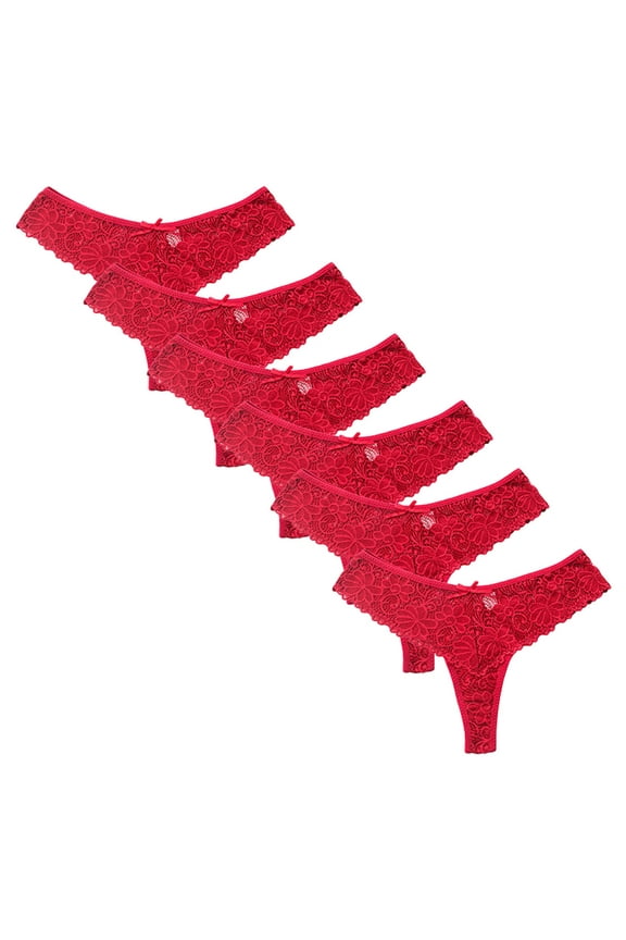 Thongs for Women Underwear Hollow Out G-String Thongs Breathable Comfortable Cheeky Thongs Women's Panties Pack Of 6 Red M
