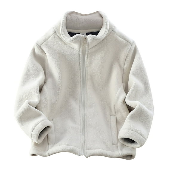 Scyoekwg Toddler Baby Boys Girls Fleece Jackets Thickening Keep Warm Zipper Coat Solid Color Long Sleeve Coats (Beige,2-3 Years)