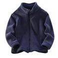 thumbnail image 1 of Scyoekwg Toddler Baby Boys Girls Fleece Jackets Thickening Keep Warm Zipper Coat Solid Color Long Sleeve Coats (Navy,5- 6 Years), 1 of 4