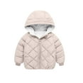 thumbnail image 1 of Scyoekwg Toddler Boys Jackets Winter Thick Warm Coats Solid Color Long Sleeve Zipper Hooded Jackets (Beige,4-5 Years), 1 of 8