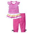 thumbnail image 1 of Scyoekwg Toddler Girl Clothes Toddler Girls Clothes Stripe Round Neck Casual Short Sleeve Tops Solid Color Capri Pants 2Pcs Outfits Sets (Hot Pink,5 Years), 1 of 5