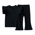 thumbnail image 1 of Scyoekwg Toddler Girl Clothes Toddler Infants Baby Girls Clothes Casual Round Neck Short Sleeve Tops Long Pants Solid Color Outfits Sets (Black,6-9 Months), 1 of 6